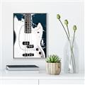 Picture of Retro White guitar Poster _GroupedProduct_Rectangle_Portrait_Canvas_Framed_
