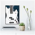 Picture of Retro White guitar Poster _GroupedProduct_Rectangle_Portrait_Canvas_Framed_