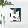Picture of Retro White guitar Poster _GroupedProduct_Rectangle_Portrait_Canvas_Framed_