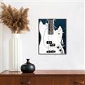 Picture of Retro White guitar Poster _GroupedProduct_Rectangle_Portrait_Canvas_Framed_