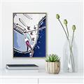 Picture of Retro Blue guitar Poster _GroupedProduct_Rectangle_Portrait_Canvas_Framed_