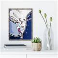 Picture of Retro Blue guitar Poster _GroupedProduct_Rectangle_Portrait_Canvas_Framed_