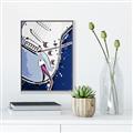 Picture of Retro Blue guitar Poster _GroupedProduct_Rectangle_Portrait_Canvas_Framed_