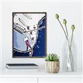 Picture of Retro Blue guitar Poster _GroupedProduct_Rectangle_Portrait_Canvas_Framed_