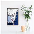 Picture of Retro Blue guitar Poster _GroupedProduct_Rectangle_Portrait_Canvas_Framed_