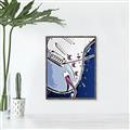 Picture of Retro Blue guitar Poster _GroupedProduct_Rectangle_Portrait_Canvas_Framed_