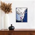 Picture of Retro Blue guitar Poster _GroupedProduct_Rectangle_Portrait_Canvas_Framed_