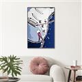 Picture of Retro Blue guitar Poster _GroupedProduct_Rectangle_Portrait_Canvas_Framed_