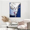 Picture of Retro Blue guitar Poster _GroupedProduct_Rectangle_Portrait_Canvas_Framed_