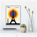 Picture of Retro Eiffel Tower Poster _GroupedProduct_Rectangle_Portrait_Canvas_Framed_