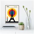 Picture of Retro Eiffel Tower Poster _GroupedProduct_Rectangle_Portrait_Canvas_Framed_