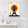 Picture of Retro Eiffel Tower Poster _GroupedProduct_Rectangle_Portrait_Canvas_Framed_