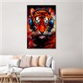 Picture of Tiger With Headphones animal _GroupedProduct_Rectangle_Portrait_Canvas_Framed_