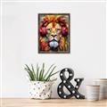 Picture of Lion With Headphones animal _GroupedProduct_Rectangle_Portrait_Canvas_Framed_