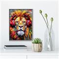 Picture of Lion With Headphones animal _GroupedProduct_Rectangle_Portrait_Canvas_Framed_