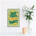 Picture of Easy Peasy Lemon Squeezy Typography Poster _GroupedProduct_Rectangle_Portrait_Canvas_Framed_