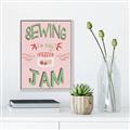 Picture of Sewing is my Jam Typography Poster _GroupedProduct_Rectangle_Portrait_Canvas_Framed_