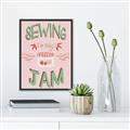 Picture of Sewing is my Jam Typography Poster _GroupedProduct_Rectangle_Portrait_Canvas_Framed_