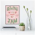 Picture of Sewing is my Jam Typography Poster _GroupedProduct_Rectangle_Portrait_Canvas_Framed_