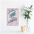 Picture of You Have me Hooked Typography Poster _GroupedProduct_Rectangle_Portrait_Canvas_Framed_