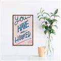 Picture of You Have me Hooked Typography Poster _GroupedProduct_Rectangle_Portrait_Canvas_Framed_